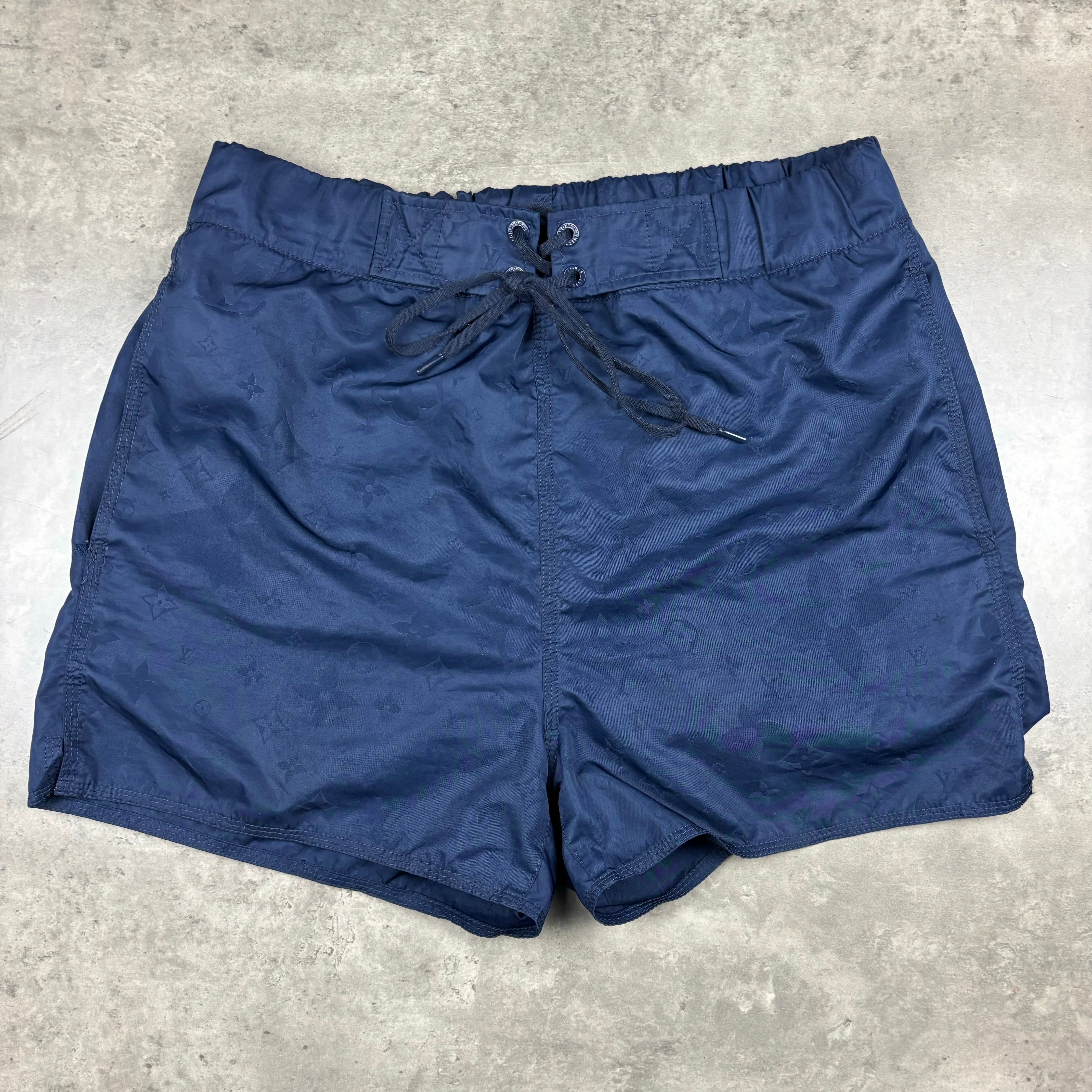 LOUIS VUITTON NAVY SWIM SHORTS - (M)