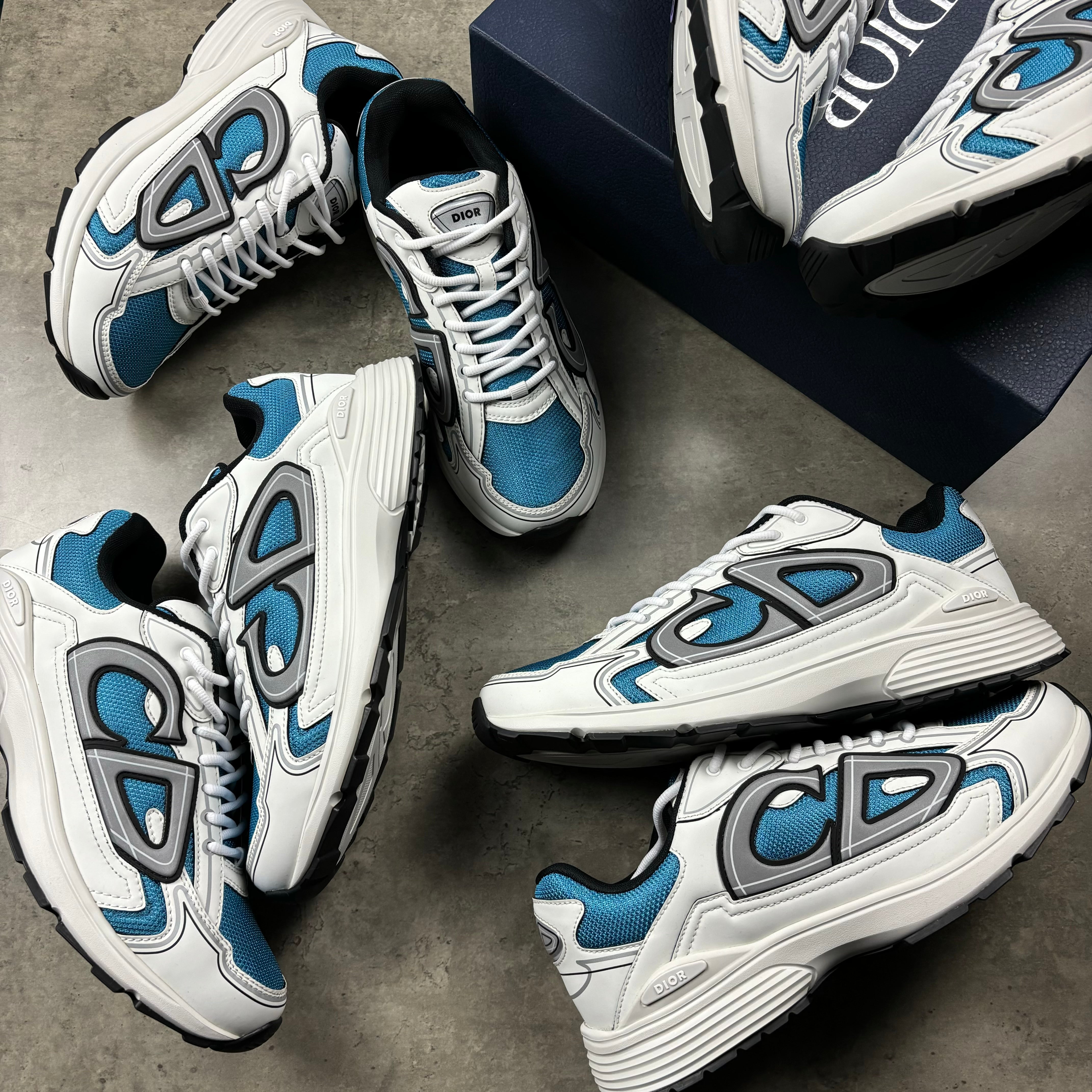 DIOR B30 TRAINERS - BLUE / WHITE