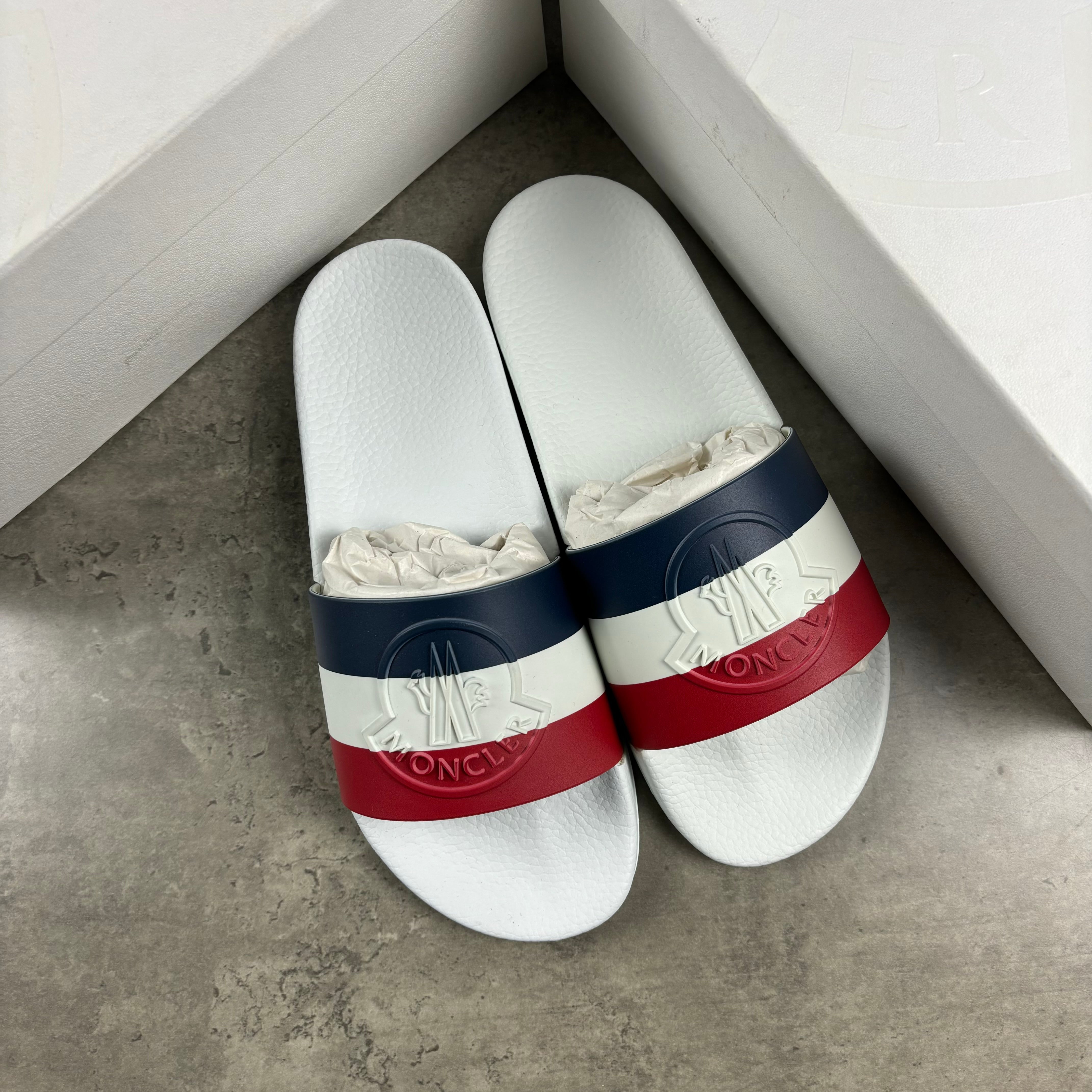 MONCLER STRIPED RUBBER SLIDES