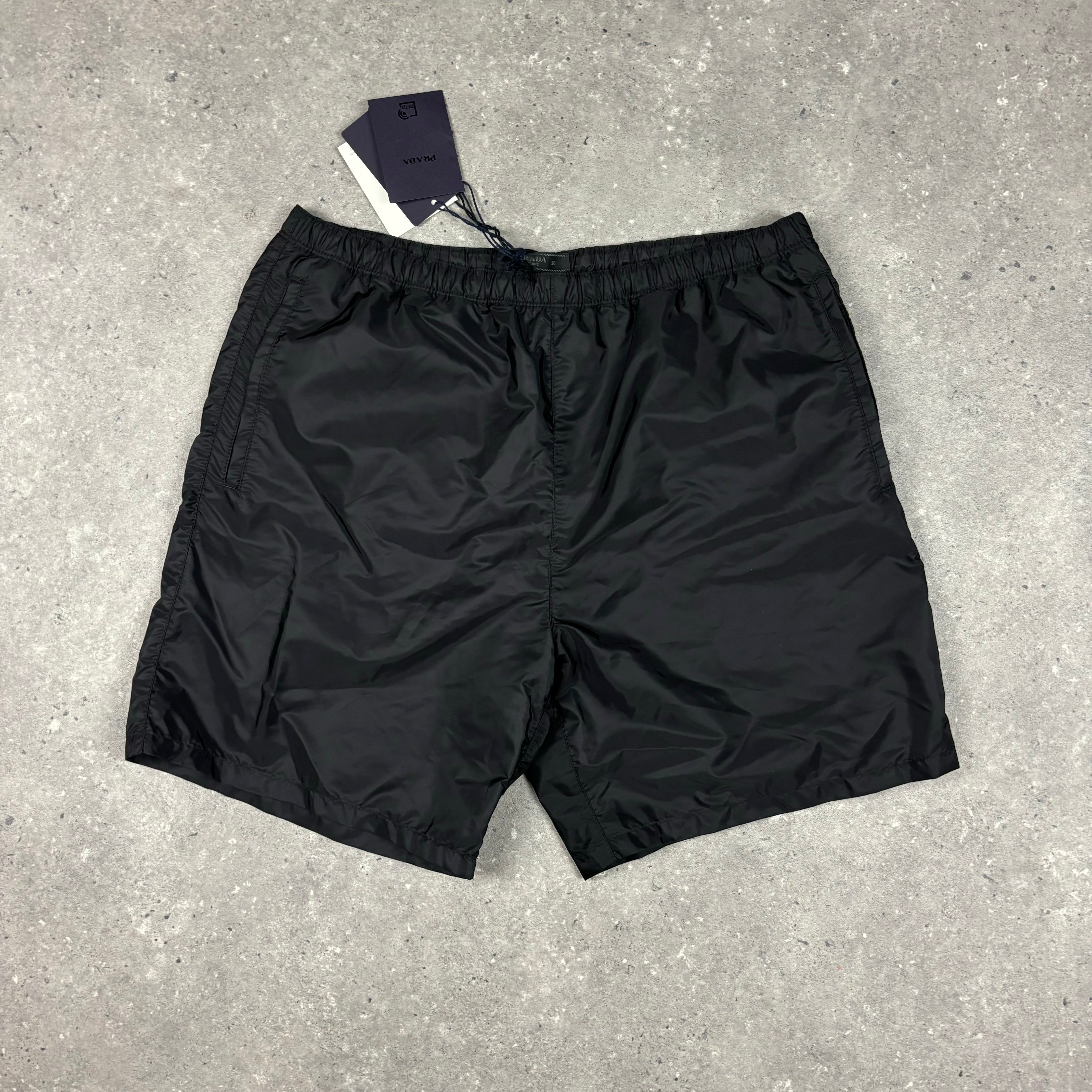 PRADA BERMUDA SWIM SHORTS BLACK - (L)