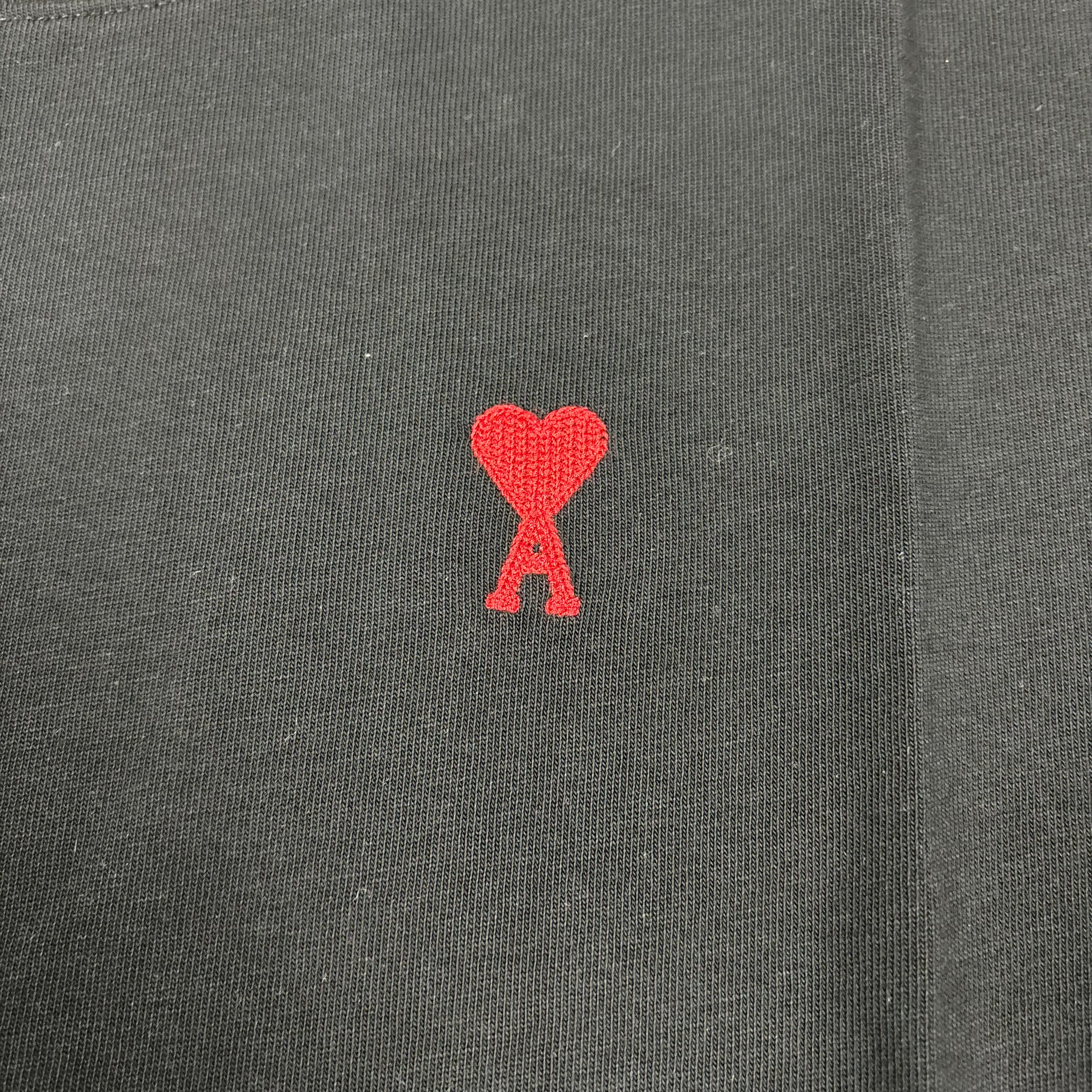 AMI PARIS BLACK RED DE COEUR COTTON T-SHIRT