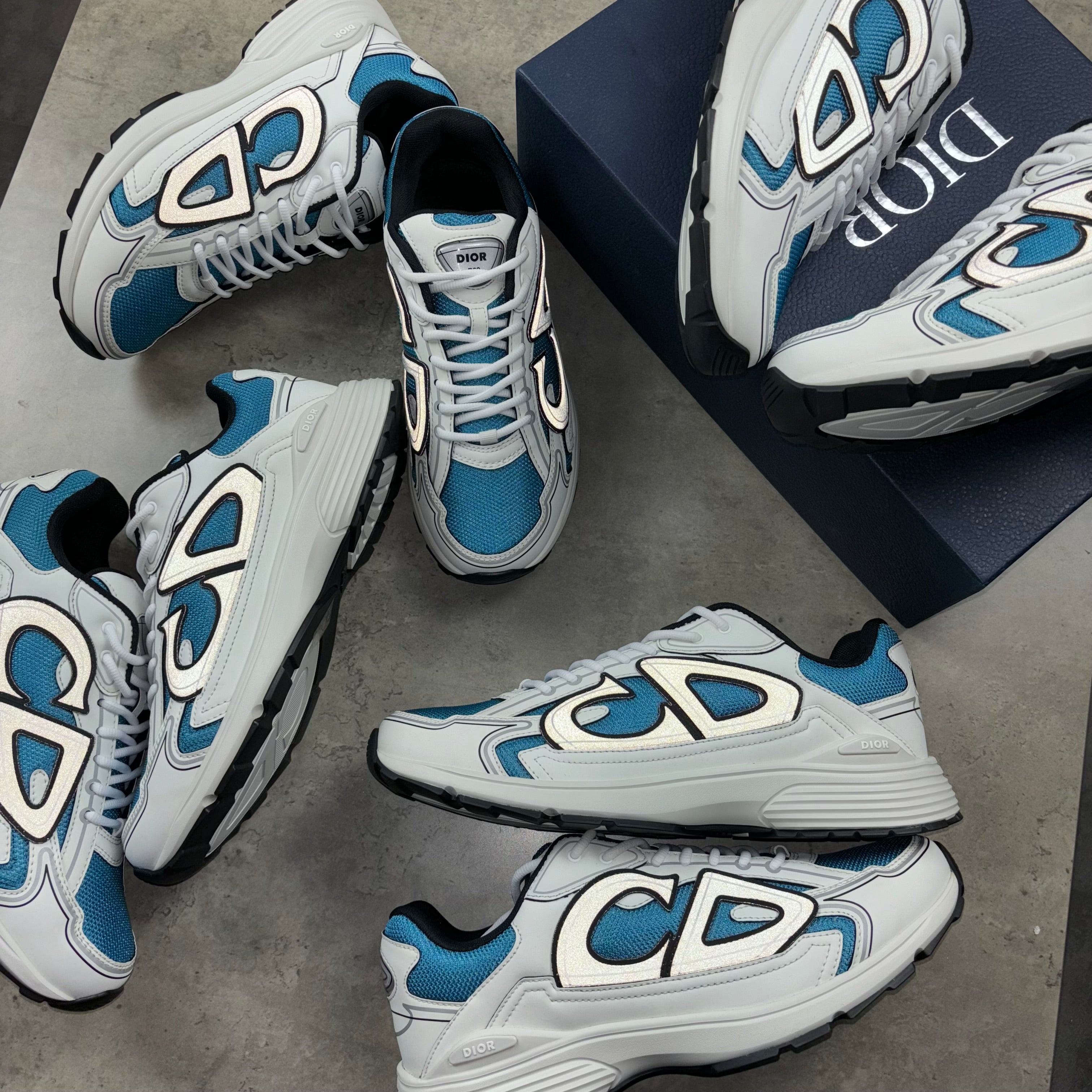 DIOR B30 TRAINERS - BLUE / WHITE