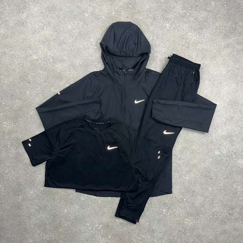 NIKE REPEL WINDRUNNER, T-SHIRT & STRIDE BOTTOMS 3 PIECE SET - BLACK