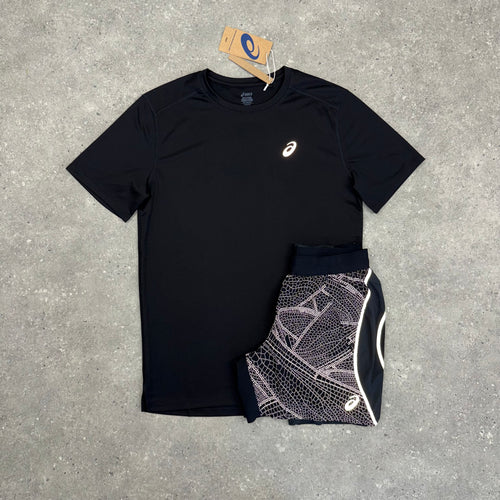 ASICS CORE T-SHIRT & LITE-SHOW SHORT SET - BLACK