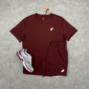 ASICS T-SHIRT & SHORT SET - DARK RED