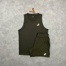 ASICS CORE VEST & ROAD SHORT SET - BROWN STONE