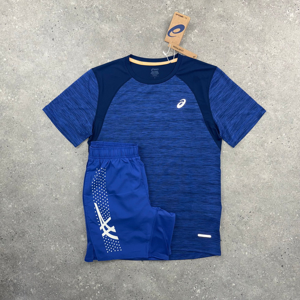 ASICS ROAD T-SHIRT & ICON SHORT SET - DARK COBALT NAVY