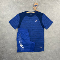 ASICS ROAD T-SHIRT & ICON SHORT SET - DARK COBALT NAVY