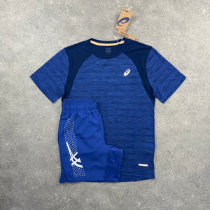 ASICS ROAD T-SHIRT & ICON SHORT SET - DARK COBALT NAVY