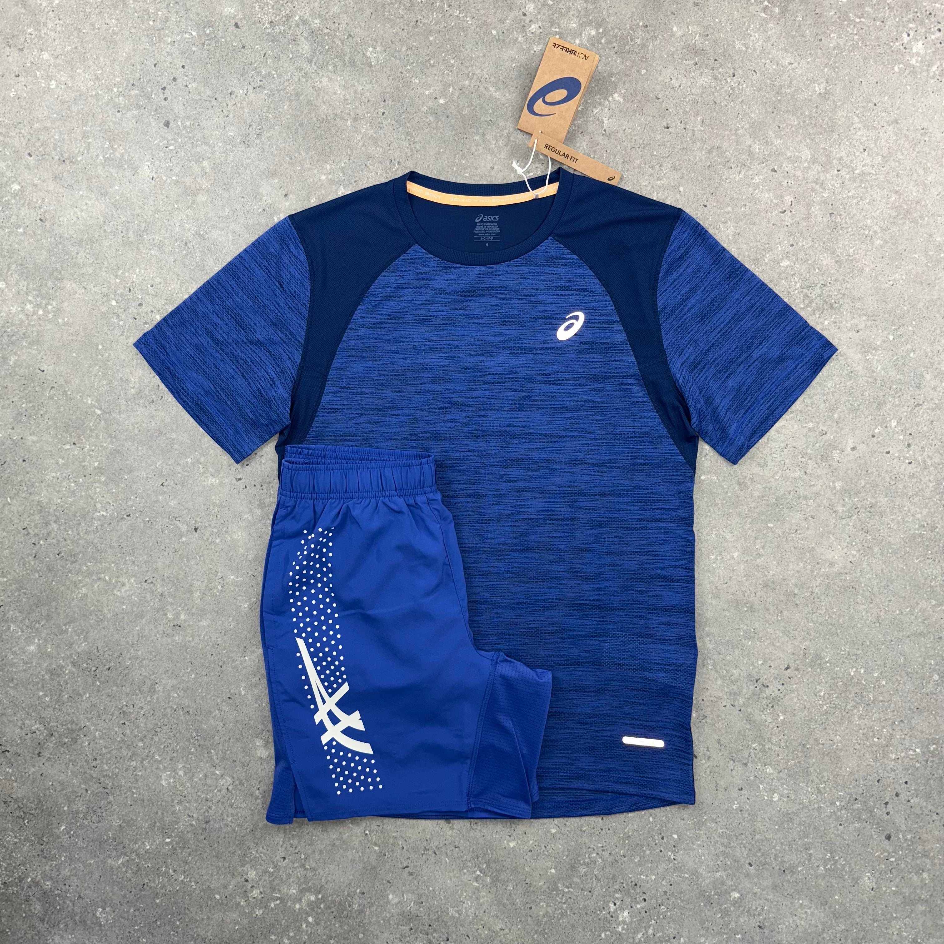 ASICS ROAD T-SHIRT & ICON SHORT SET - DARK COBALT NAVY