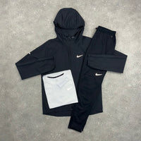 NIKE REPEL WINDRUNNER, T-SHIRT & STRIDE BOTTOMS 3 PIECE SET - BLACK/WHITE