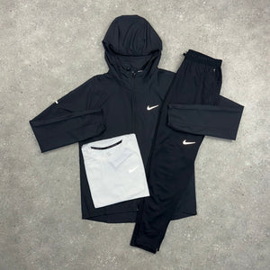 NIKE REPEL WINDRUNNER, T-SHIRT & STRIDE BOTTOMS 3 PIECE SET - BLACK/WHITE