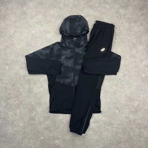 ASICS DIGITAL WINDRUNNER JACKET & CORE WOVEN PANT SET - BLACK