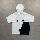 ASICS SPIRAL WINDRUNNER JACKET & SHORT SET - WHITE / BLACK