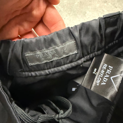 PRADA RE-NYLON BERMUDA CARGO SHORTS BLACK - (L)