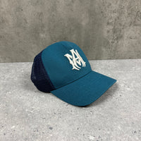 AMIRI TEAL MA LOGO TRUCKER CAP