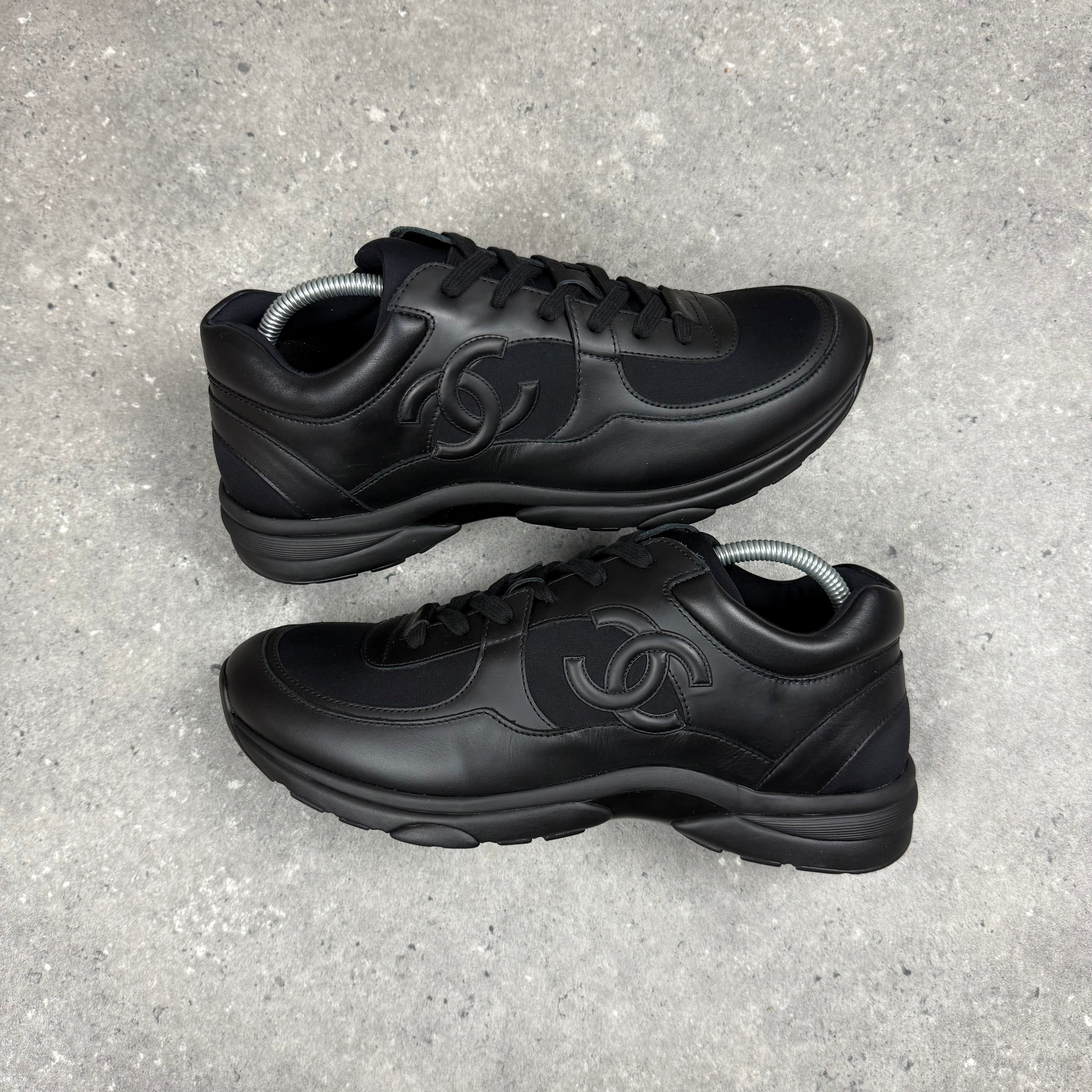 CHANEL RUNNERS BLACK LEATHER -  (EU44 / UK10)