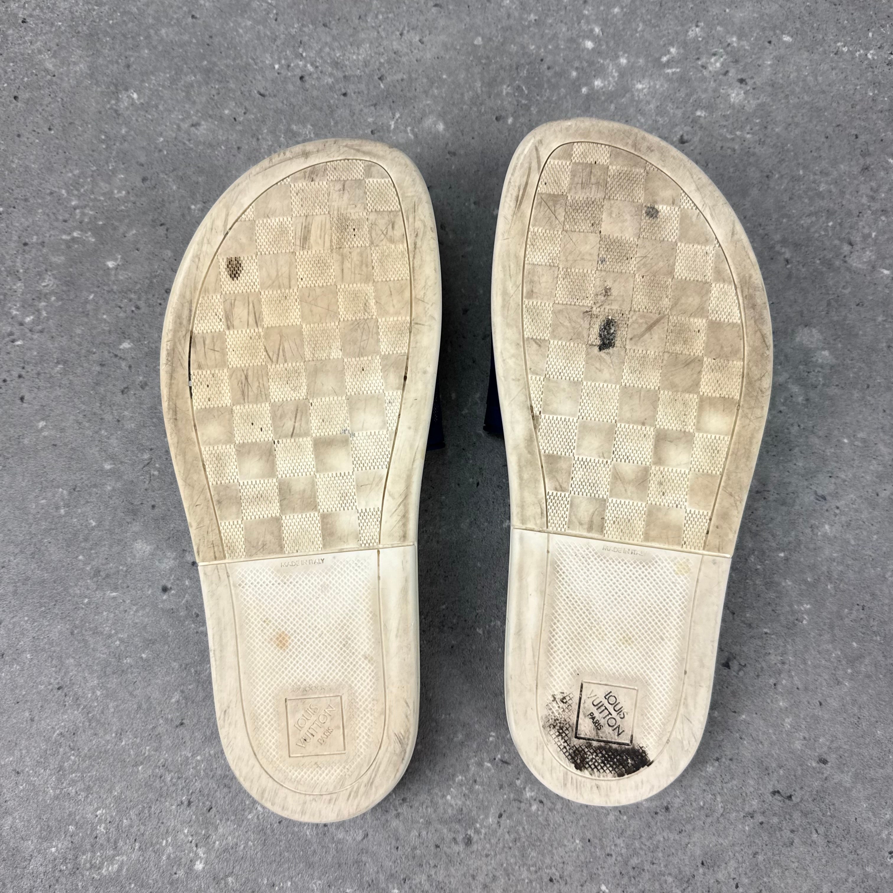 LOUIS VUITTON NAVY SLIDERS - EU42 (FITS UK 9)