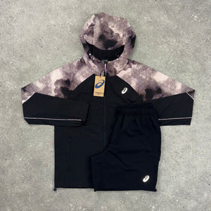 ASICS REFLECTIVE WINDRUNNER JACKET & CORE SHORT SET - BLACK