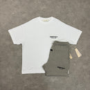 ESSENTIALS SS25 - T-SHIRT & SHORT SET - WHITE/GREY