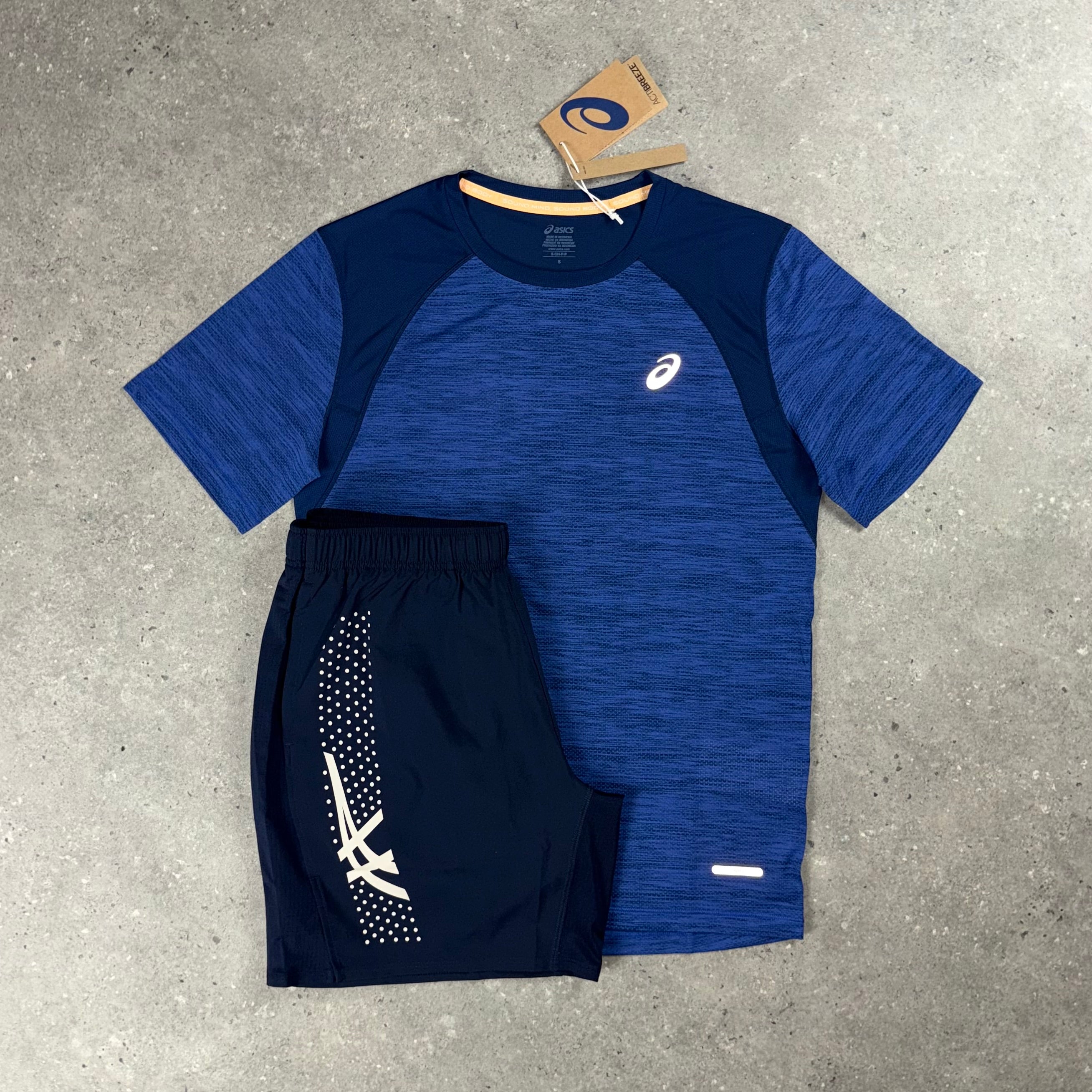 ASICS ROAD T-SHIRT & ICON SHORT SET - DARK COBALT / NAVY