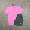 ASICS CORE T-SHIRT & PANEL SHORTS SET - BUBBLEGUM PINK / GREY
