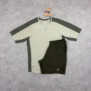 ASICS FUJITRAIL T-SHIRT & SHORT SET - MANTLE GREEN / BROWN STONE