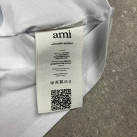 AMI PARIS WHITE RED DE COEUR COTTON T-SHIRT