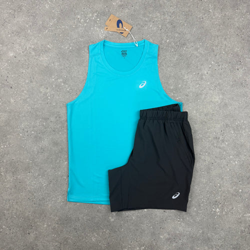 ASICS CORE T-SHIRT & SHORT - ENERGY AQUA / GRAPHITE GREY