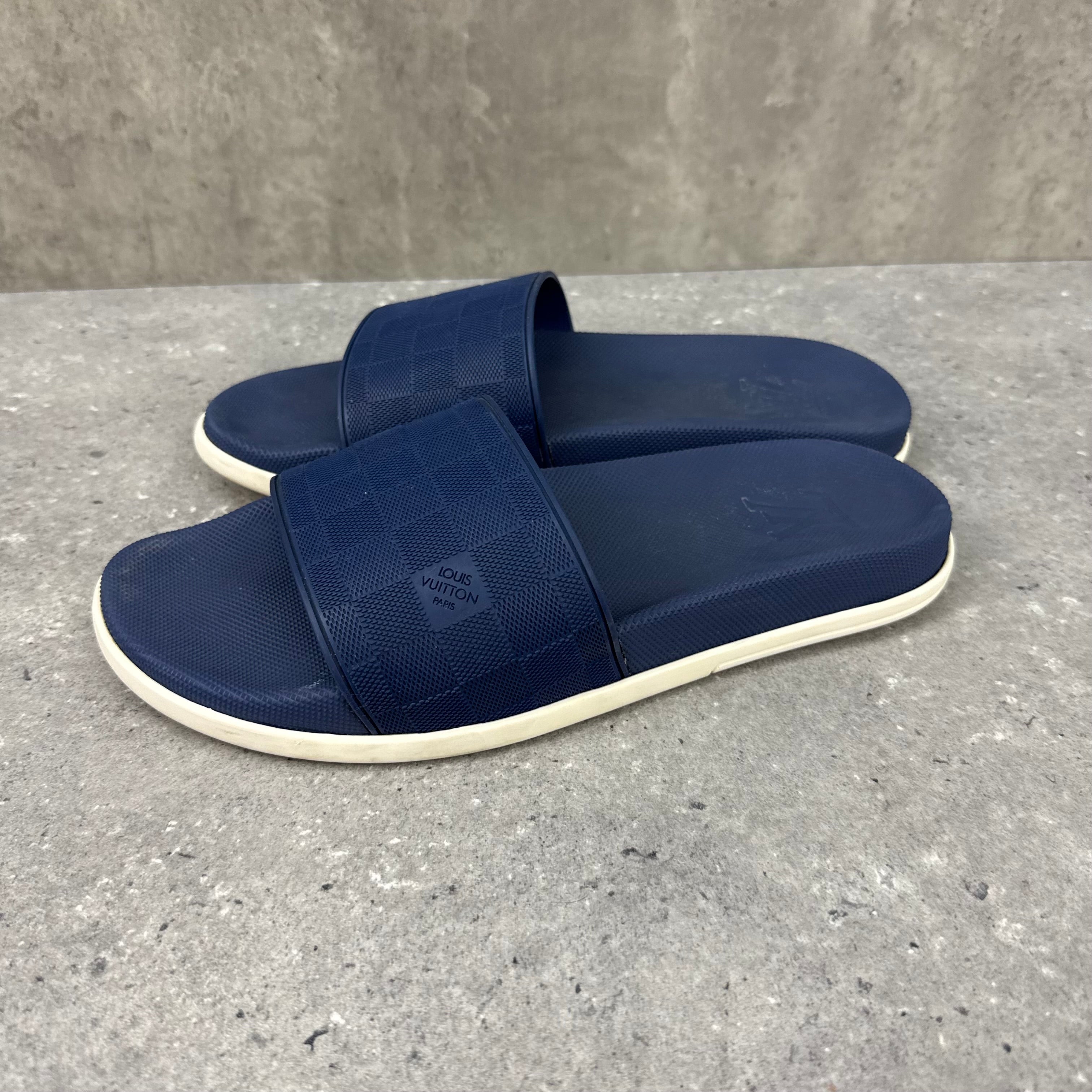 LOUIS VUITTON NAVY SLIDERS - EU42 (FITS UK 9)