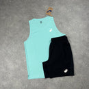ASICS CORE VEST & SHORT SET - OASIS GREEN / BLACK