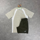 ASICS ROAD T-SHIRT & SHORT SET - BEIGE / BROWN