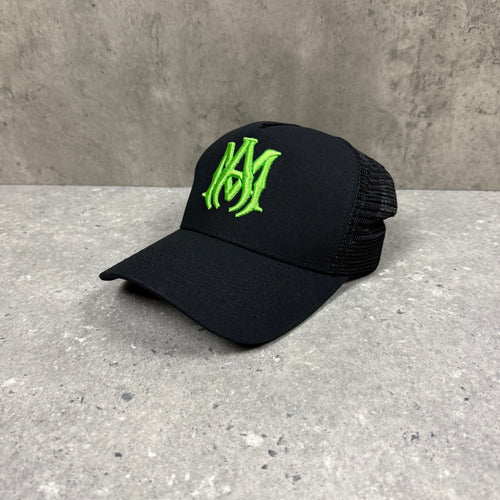 AMIRI BLACK MA LOGO TRUCKER CAP