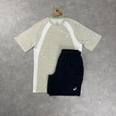 ASICS ROAD T-SHIRT & SHORT SET - BEIGE/BLACK