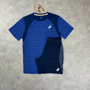 ASICS ROAD T-SHIRT & SHORT SET - COBALT / NAVY