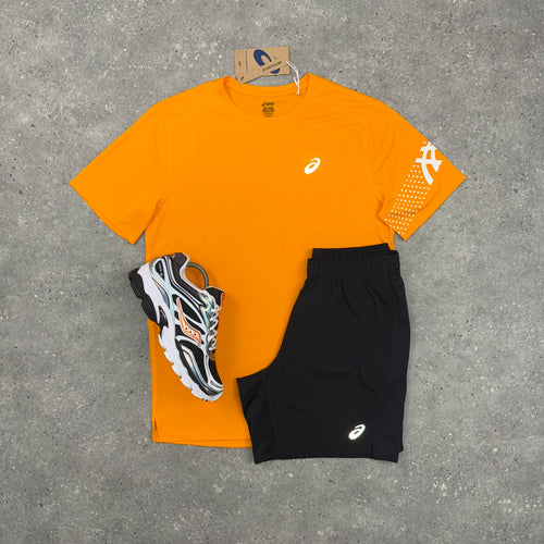 ASICS ICON T-SHIRT & SHORT SET - YAMABUKI ORANGE / BLACK