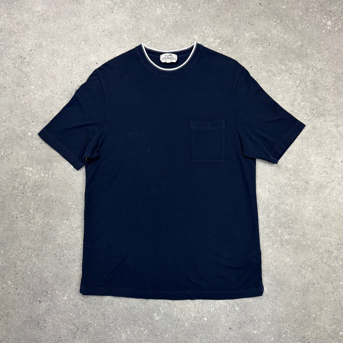 HERMES “H” T-SHIRT NAVY - XL (FITS L)