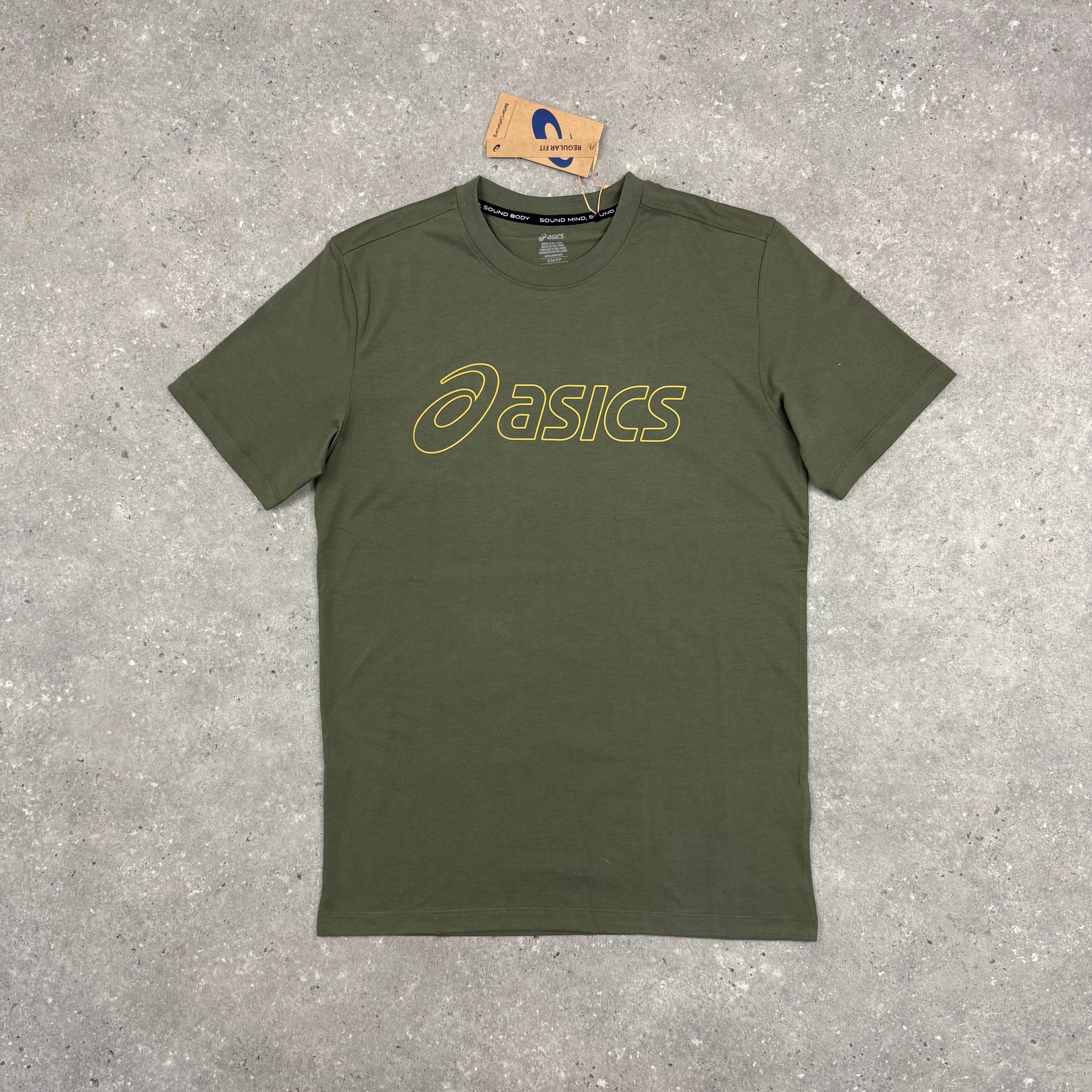 ASICS LOGO T-SHIRT & SHORT SET - MANTLE GREEN / BROWN STONE
