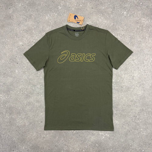 ASICS LOGO T-SHIRT & SHORT SET - MANTLE GREEN / BROWN STONE