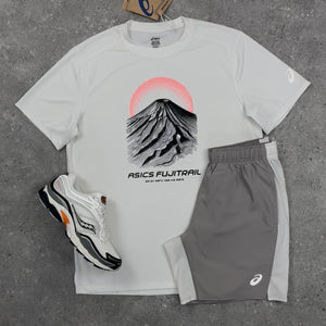 ASICS FUJITRAIL T-SHIRT & SHORT SET - CREAM / MOONROCK