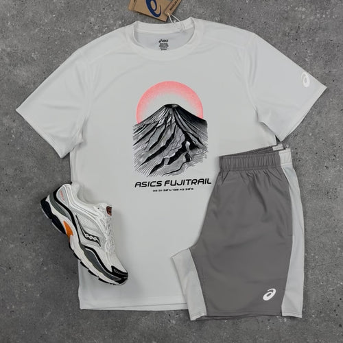 ASICS FUJITRAIL T-SHIRT & SHORT SET - CREAM / MOONROCK