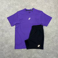 ASICS ROAD SEAMLESS T-SHIRT & SHORT SET - PURPLE/BLACK