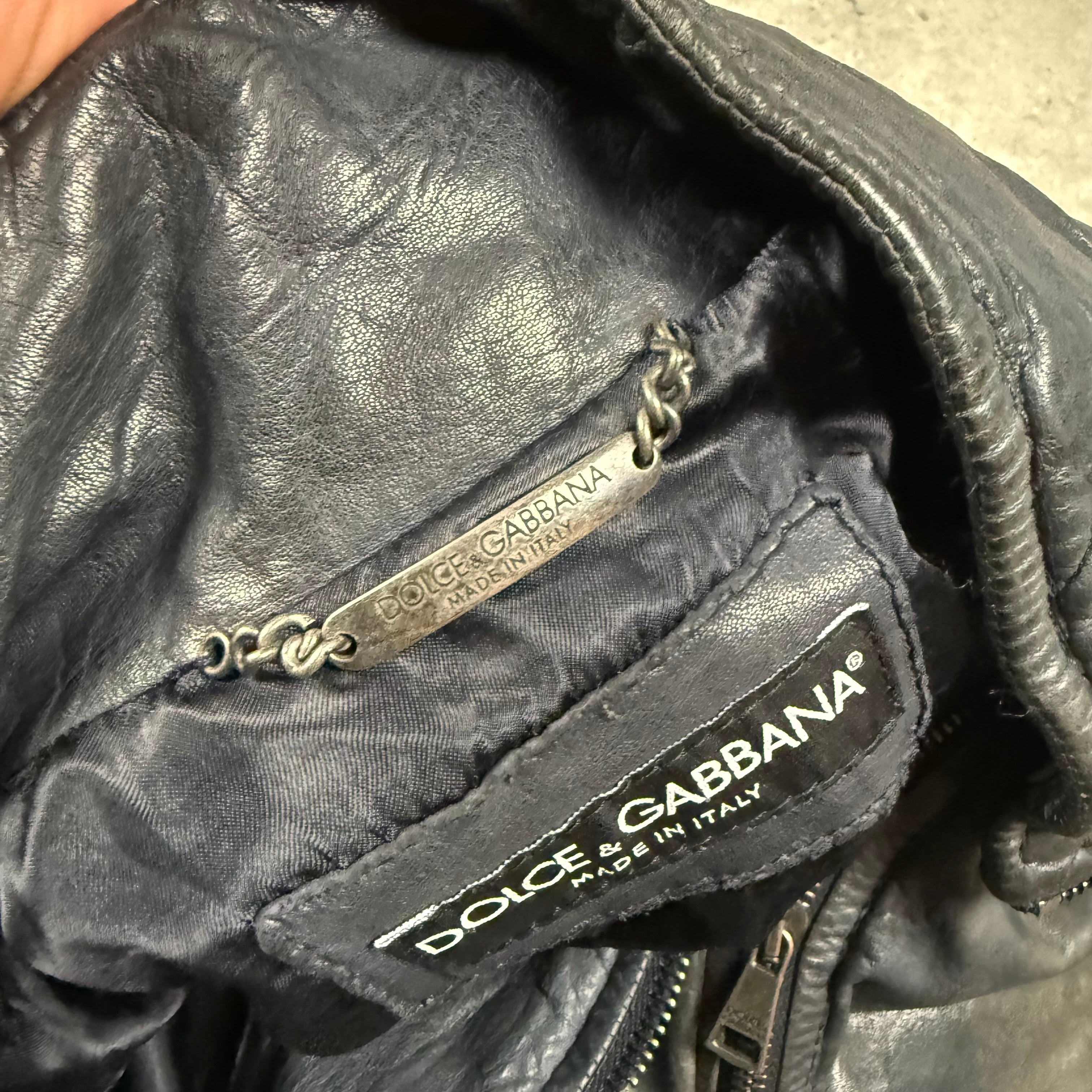 DOLCE & GABBANA LEATHER JACKET - (XS)