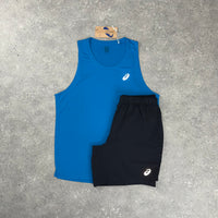ASICS CORE VEST & SHORT SET - AEGEAN BLUE / BLACK