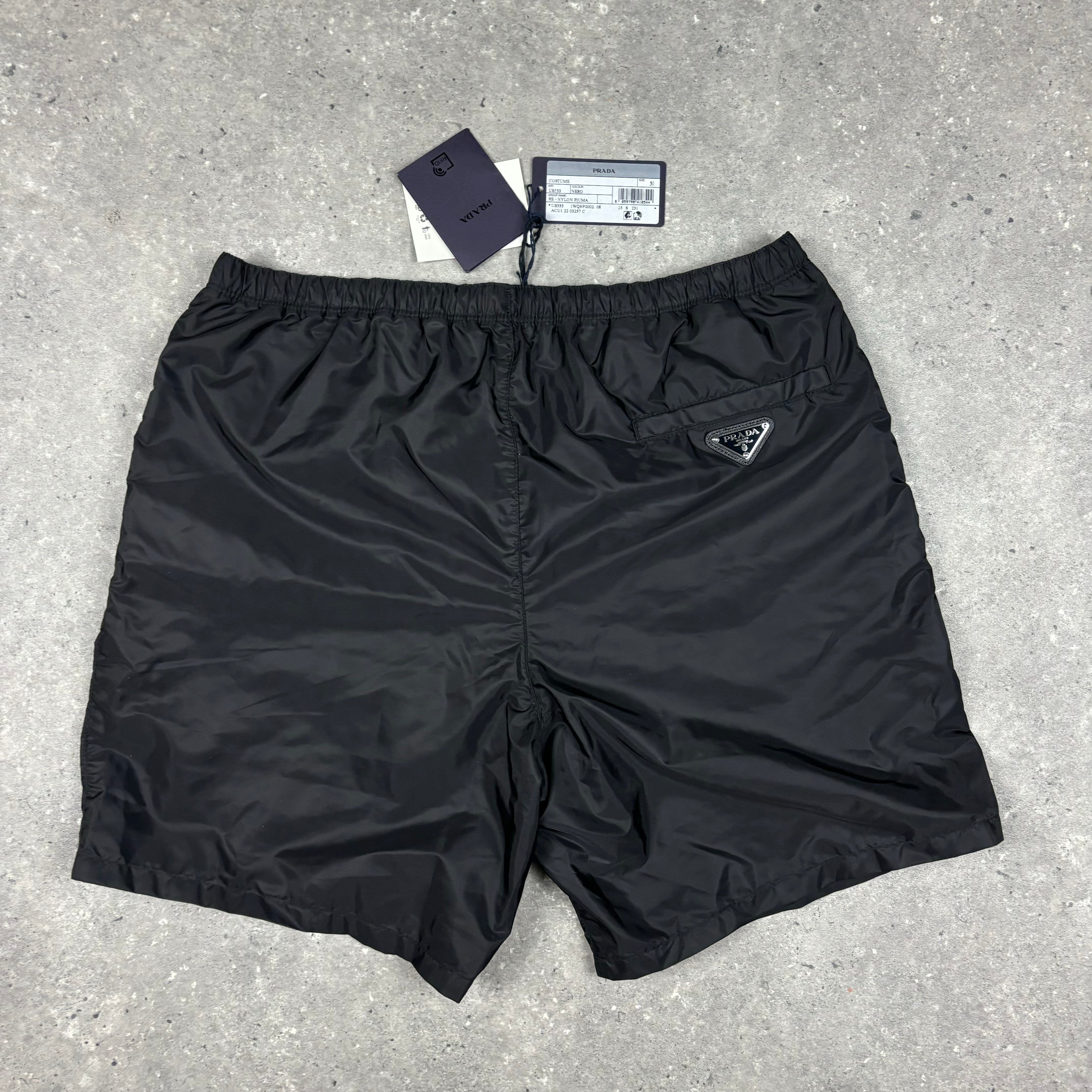 PRADA BERMUDA SWIM SHORTS BLACK - (L)