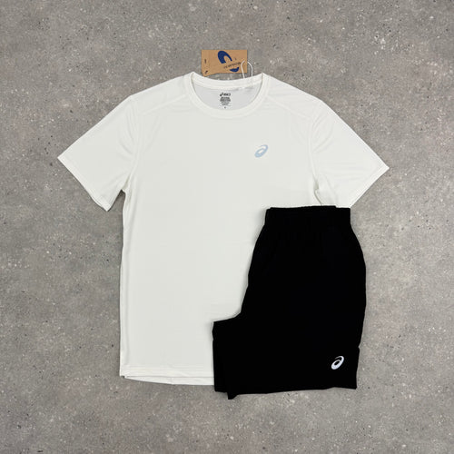 ASICS CORE T-SHIRT & SHORT SET - WHITE / BLACK