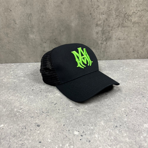 AMIRI BLACK MA LOGO TRUCKER CAP