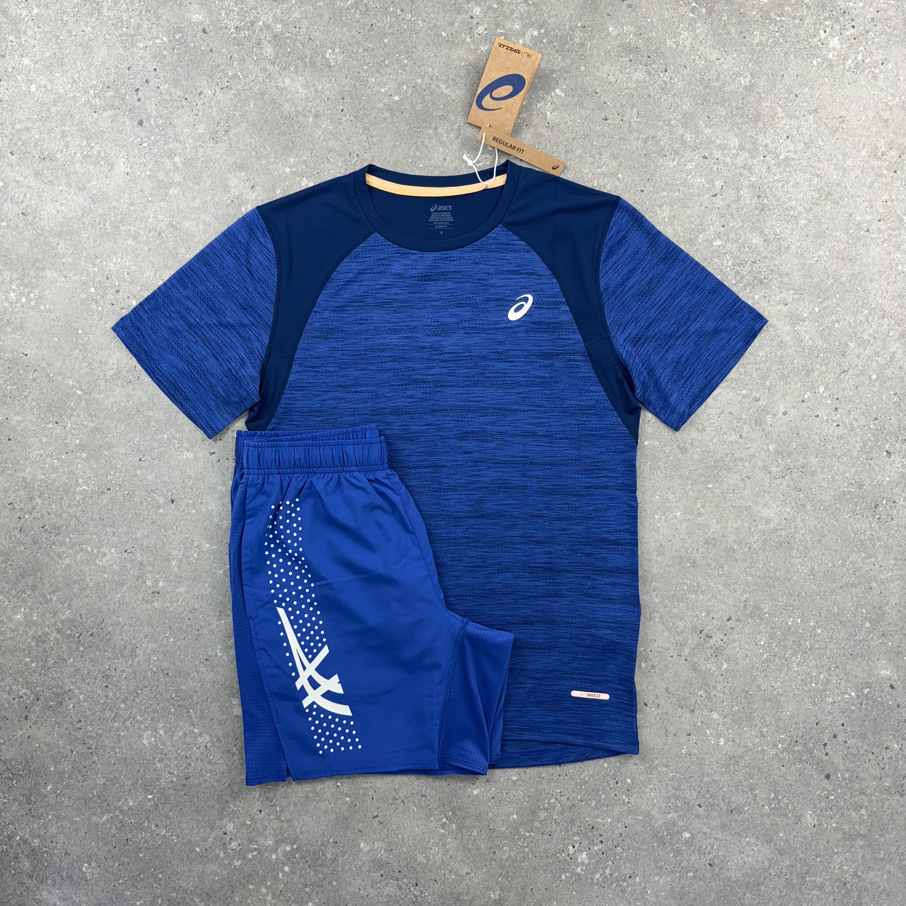ASICS ROAD T-SHIRT & ICON SHORT SET - DARK COBALT NAVY