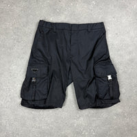 PRADA RE-NYLON BERMUDA CARGO SHORTS BLACK - (L)