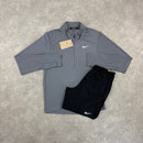 NIKE STRIDE 1/4 ZIP TOP & SHORTS SET - GREY / BLACK